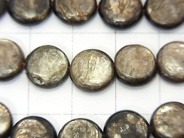 Moscovite Coin 10x10x4mm half or 1strand beads (aprx.15inch/36cm)