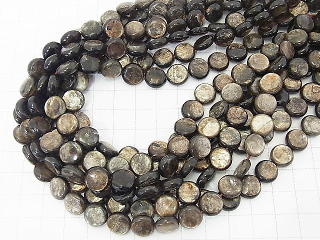Moscovite Coin 10x10x4mm half or 1strand beads (aprx.15inch/36cm)