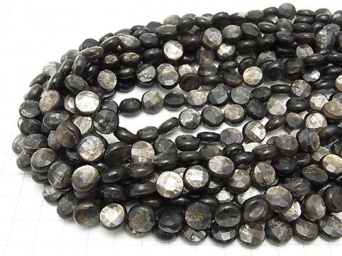 Moscovite Faceted Coin 10x10x5mm half or 1strand beads (aprx.15inch/36cm)