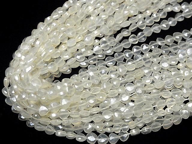 Hochwertige weiße Chalcedon AAA vertikales Loch Kastanienform beschichtet halb oder 1 Strang Perlen (ca. 13 Zoll / 32 cm)