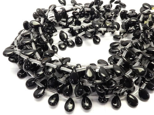 Onyx Pear shape (Smooth) 12x8x4mm half or 1strand beads (aprx.15inch/38cm)