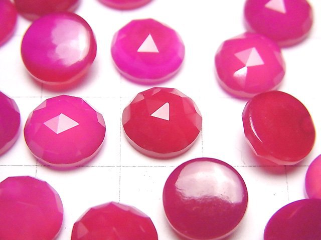 Fuchsia Pink Chalcedon AAA Runde Cabochon Rosenschliff 10x10mm 3Stk
