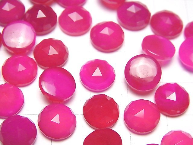 Fuchsia Pink Chalcedon AAA Runde Cabochon Rosenschliff 10x10mm 3Stk