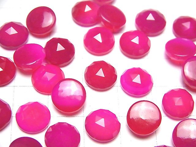 Fuchsia Pink Chalcedon AAA Runde Cabochon Rosenschliff 10x10mm 3Stk