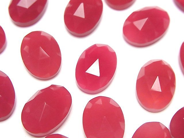 Fuchsia Pink Chalcedon AAA Ovale Cabochon Rosenschliff 14x10mm 2Stk