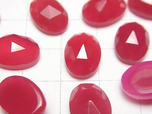 Fuchsia Pink Chalcedon AAA Ovale Cabochon Rosenschliff 14x10mm 2Stk