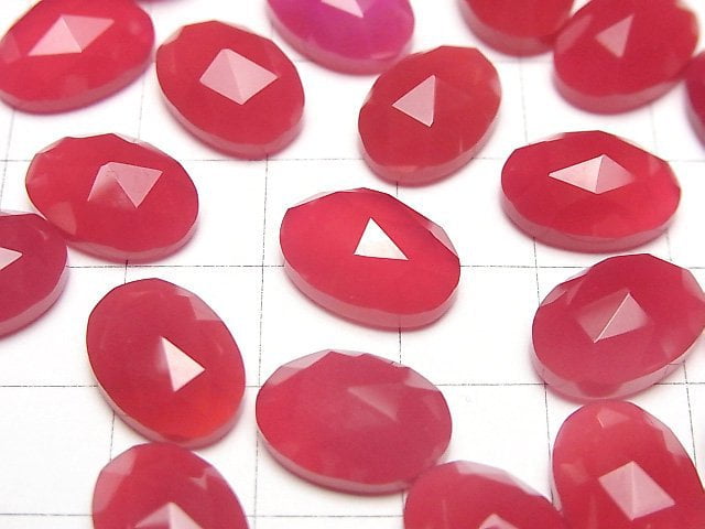Fuchsia Pink Chalcedon AAA Ovale Cabochon Rosenschliff 14x10mm 2Stk