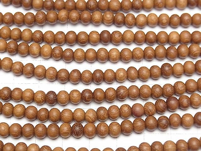 Wood Beads Semi Round 5mm 1strand beads (aprx.15inch/38cm)