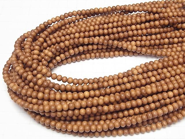 Wood Beads Semi Round 5mm 1strand beads (aprx.15inch/38cm)