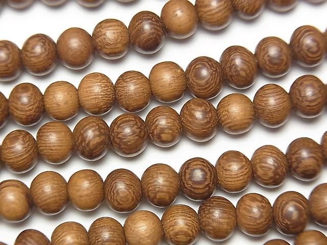 Wood Beads Semi Round 6mm 1strand beads (aprx.15inch/38cm)