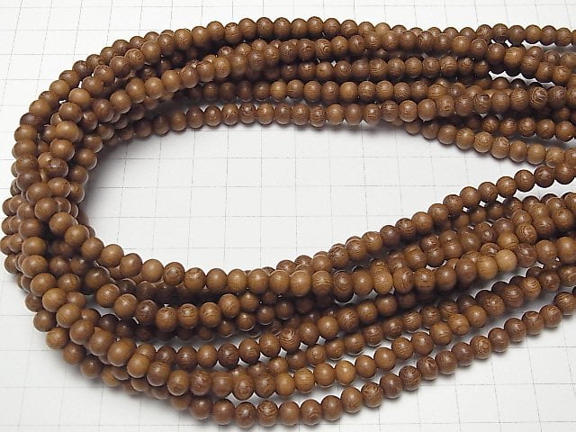 Wood Beads Semi Round 6mm 1strand beads (aprx.15inch/38cm)