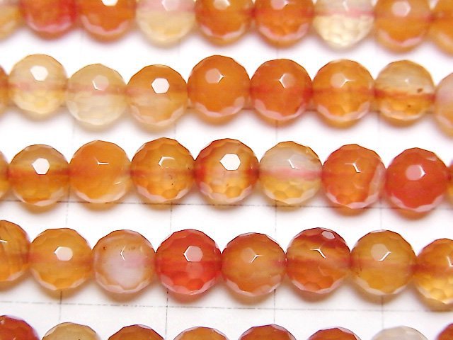 Mix Karneol 128 Facettierte Runde 6 mm 1Strang Perlen (ca. 15 Zoll / 36 cm)