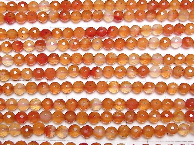 Mix Karneol 128 Facettierte Runde 6 mm 1Strang Perlen (ca. 15 Zoll / 36 cm)