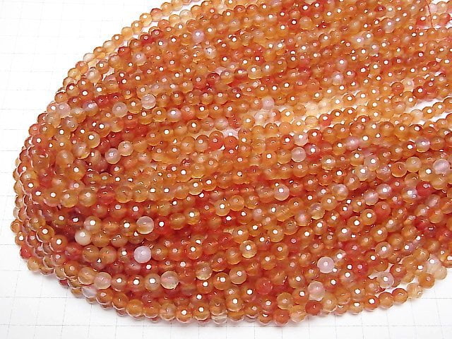 Mix Karneol 128 Facettierte Runde 6 mm 1Strang Perlen (ca. 15 Zoll / 36 cm)