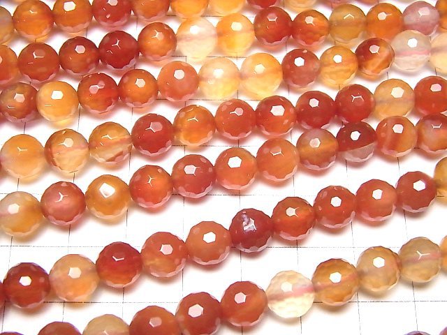 Mix Karneol 128 Facettierte Runde 8 mm 1Strang Perlen (ca. 15 Zoll / 36 cm)