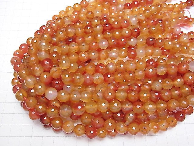 Mix Karneol 128 Facettierte Runde 10 mm 1Strang Perlen (ca. 15 Zoll / 38 cm)