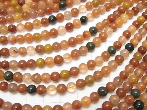 Amphibole in Quartz Round 6 mm half or 1 strand beads (aprx.15 inch / 38 cm)