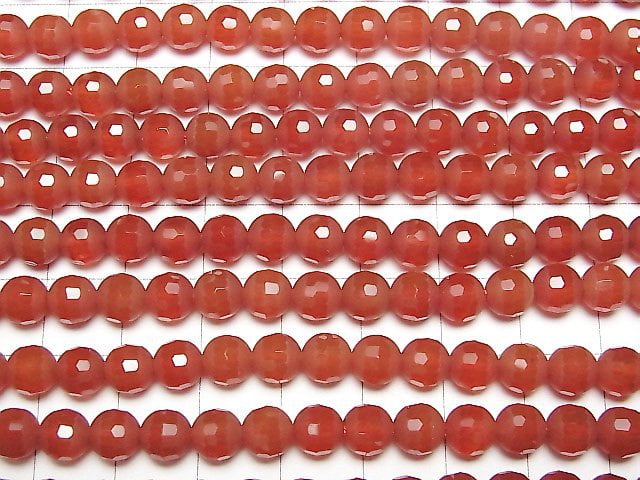 Eisige rote Achat Teilweise facettierte Runde 6mm 1Strang Perlen (ca. 15 Zoll/38 cm)