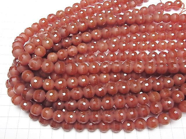 Eisige rote Achat Teilweise facettierte Runde 10mm 1Strang Perlen (ca. 15 Zoll/36 cm)
