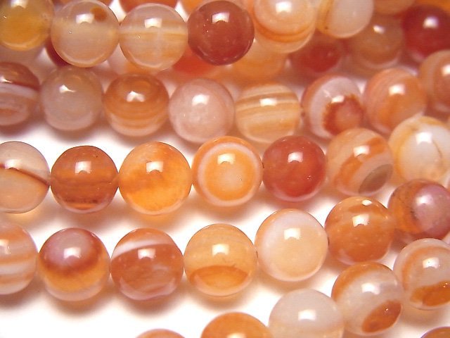 Karnelian, Sardonyx AAA- (Rote-Augen-Achat) Runde 6mm 1-Strang-Perlen (ca. 15 Zoll / 37 cm)