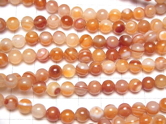 Karnelian, Sardonyx AAA- (Rote-Augen-Achat) Runde 6mm 1-Strang-Perlen (ca. 15 Zoll / 37 cm)