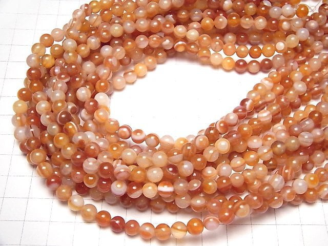 Karnelian, Sardonyx AAA- (Rote-Augen-Achat) Runde 6mm 1-Strang-Perlen (ca. 15 Zoll / 37 cm)