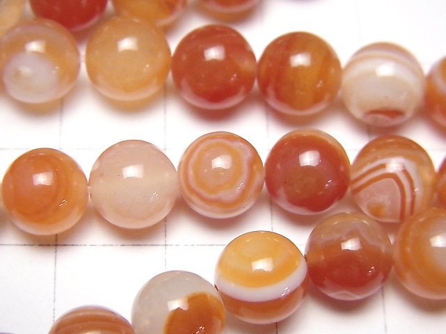 Karnelian, Sardonyx AAA- (Rote-Augen-Achat) Runde 8mm 1-Strang-Perlen (ca. 15 Zoll / 37 cm)