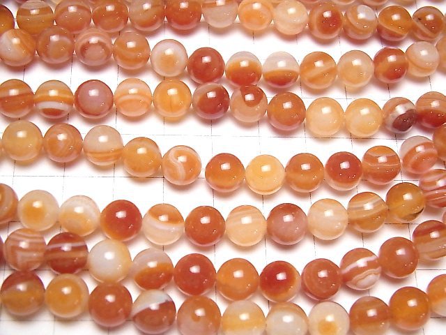 Karnelian, Sardonyx AAA- (Rote-Augen-Achat) Runde 8mm 1-Strang-Perlen (ca. 15 Zoll / 37 cm)