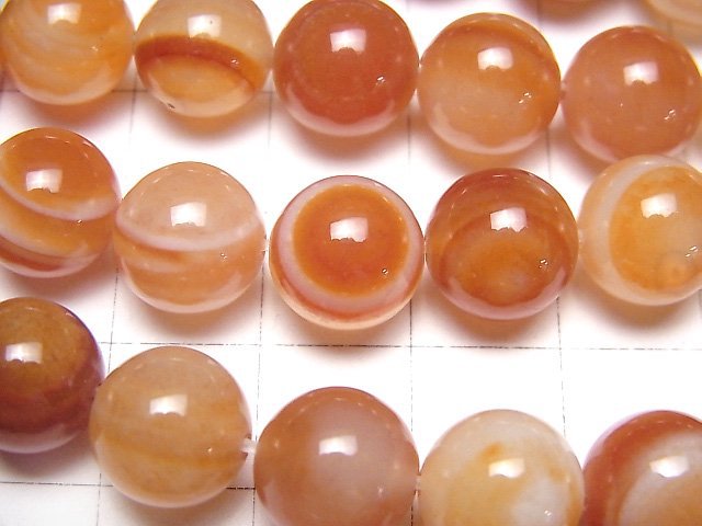 Karnelian, Sardonyx AAA (Rote-Augen-Achat) Runde 10 mm halb oder 1 Strang-Perlen (ca. 15 Zoll / 36 cm)