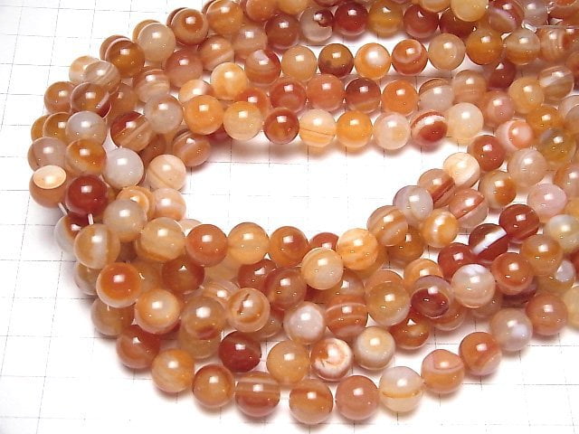 Karnelian, Sardonyx AAA (Rote-Augen-Achat) Runde 10 mm halb oder 1 Strang-Perlen (ca. 15 Zoll / 36 cm)