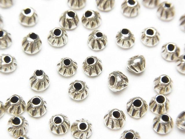 Karen Silver Line Carved Cone Rondelle 3x4x4mm 3pcs