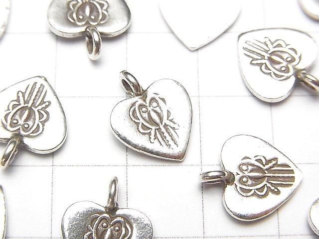 Karen Silver Heart Ornament Charm 14x11x1.5mm 1pc