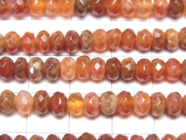 Feuerachat facettierte Knopf-Rondelle 6 x 6 x 4 mm halb oder 1 Strang (ca. 15 Zoll / 38 cm)