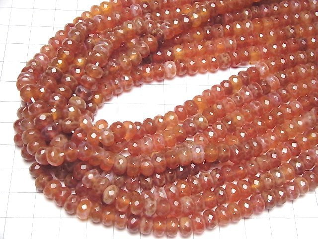 Feuerachat facettierte Knopf-Rondelle 8x8x5mm halb oder 1-Strang-Perlen (ca. 15 Zoll/38 cm)