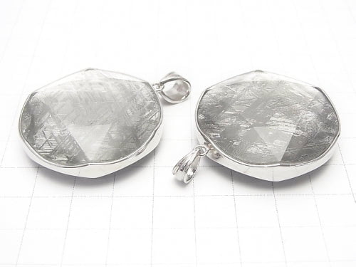 Meteoriten (Muonionalusta) Anhänger beidseitig poliert 37mm in Silber925