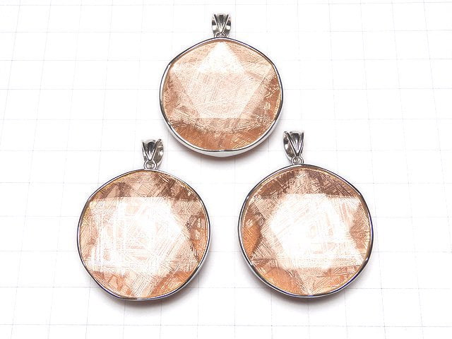 Meteorite (Muonionalusta ) Pendant Both Side Finish 37mm Pink GoldColor