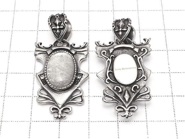 Meteoriten (Muonionalusta) Design mit Zargenfassung ovaler Anhänger 35x22mm 1 Stück