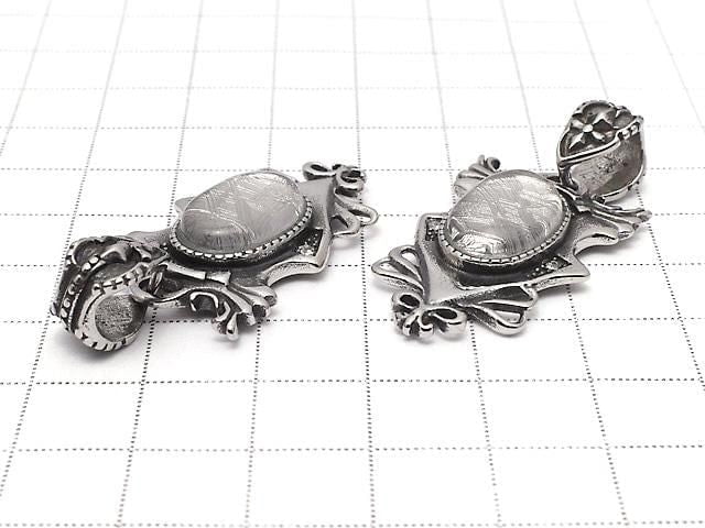 Meteoriten (Muonionalusta) Design mit Zargenfassung ovaler Anhänger 35x22mm 1 Stück