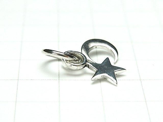 Silver 925 Star & New Moon Charm (1 piece)