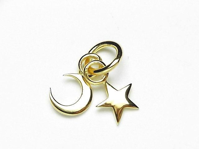 Silver 925 Star & New Moon Charm 18KGP 1pc