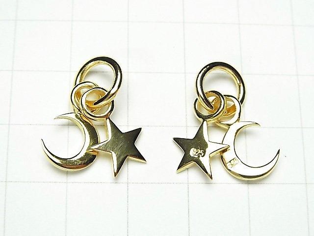 Silver 925 Star & New Moon Charm 18KGP 1pc