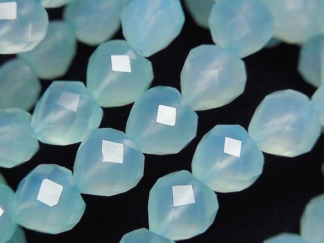 海藍玉髓 AAA 垂直孔心形切割 9x9x7mm 1 串珠子 (手鍊) 高品質!