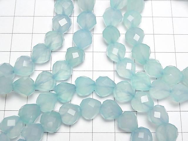 海藍玉髓 AAA 垂直孔心形切割 9x9x7mm 1 串珠子 (手鍊) 高品質!