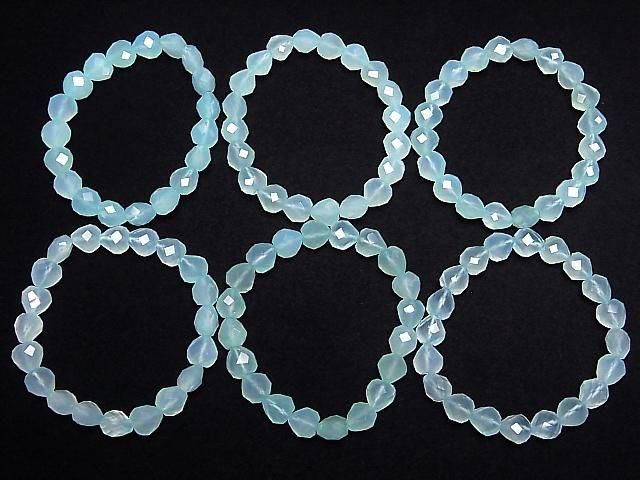 海藍玉髓 AAA 垂直孔心形切割 9x9x7mm 1 串珠子 (手鍊) 高品質!