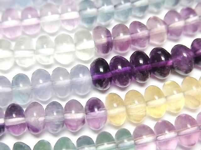 Multicolor Fluorit AAA Rondelle 6x6x4 mm Farbverlauf 1-strang Perlen (ca. 15 Zoll / 36 cm)