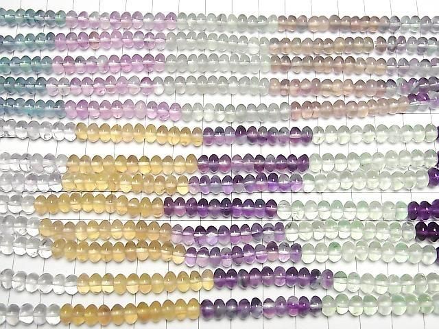 Multicolor Fluorit AAA Rondelle 6x6x4 mm Farbverlauf 1-strang Perlen (ca. 15 Zoll / 36 cm)