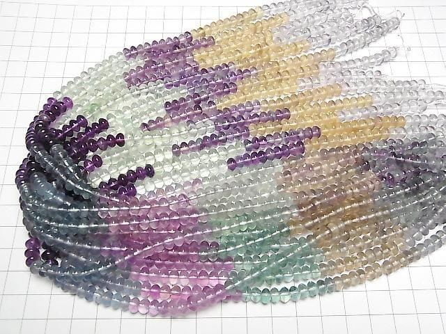 Multicolor Fluorit AAA Rondelle 6x6x4 mm Farbverlauf 1-strang Perlen (ca. 15 Zoll / 36 cm)