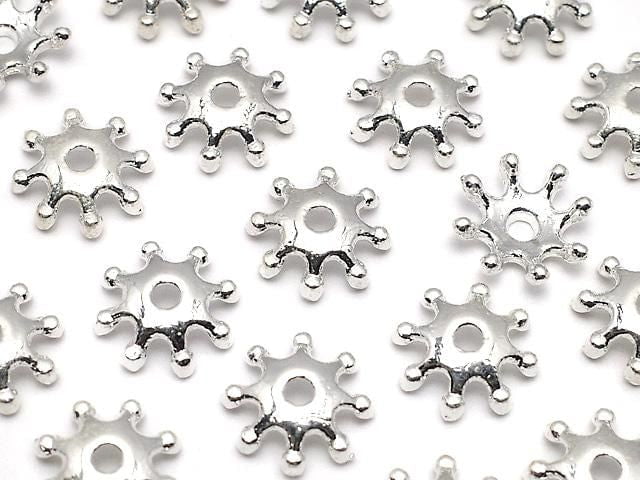Metal parts bead cap 8x8x2mm silver color 10pcs