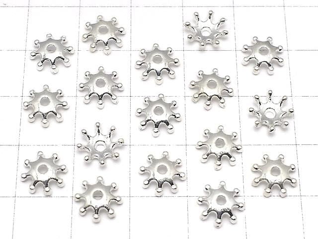 Metal parts bead cap 8x8x2mm silver color 10pcs