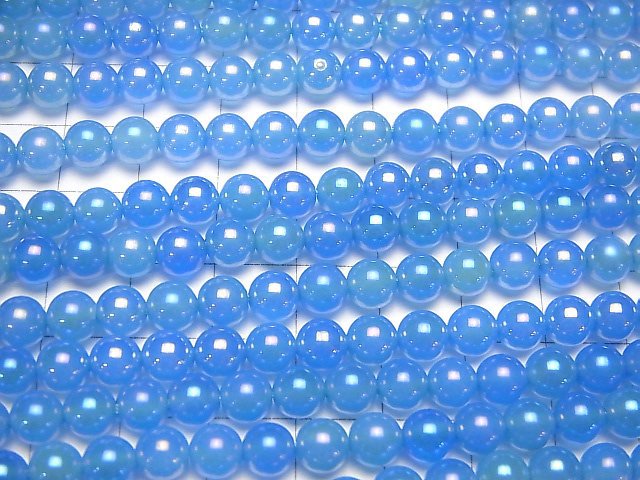 Flash, blauer Chalcedon Rund 6mm 1 Strang Perlen (ca. 15 Zoll / 37 cm)